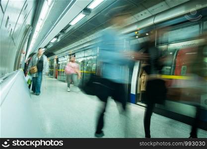 Movement of people at the underground train station