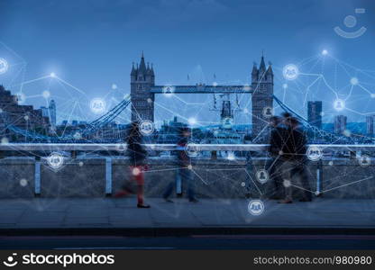 Movement of people in London as network & HR concept