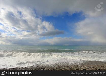 Movement of the clouds over the Black Sea. Pitsunda, Abkhazia.