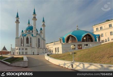 Movement of the clouds over the mosque Kul-Sharif. Kazan, Republic of Tatarstan, Russia.