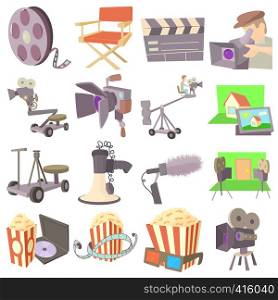 Movie cinema symbols icons set. Cartoon illustration of 16 movie cinema symbols vector icons for web. Movie cinema symbols icons set, cartoon style