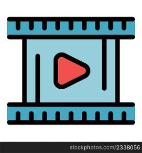 Movie clip icon. Outline movie clip vector icon color flat isolated. Movie clip icon color outline vector