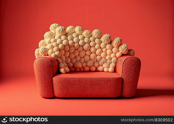 Movie night concept. Popcorn couch on red abstract background with copy space. Movie night concept. Popcorn couch abstract background with copy space