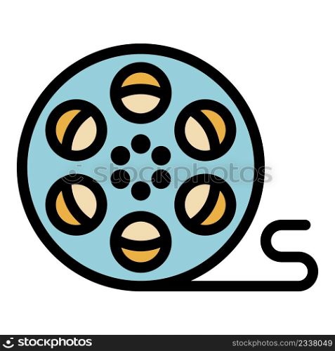 Movie reel icon. Outline movie reel vector icon color flat isolated. Movie reel icon color outline vector