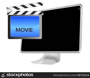 Movie symbol on television isolated on white