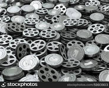 Movie video reels background. Films collection. 3d