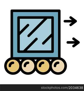 Moving a cube icon. Outline moving a cube vector icon color flat isolated. Moving a cube icon color outline vector