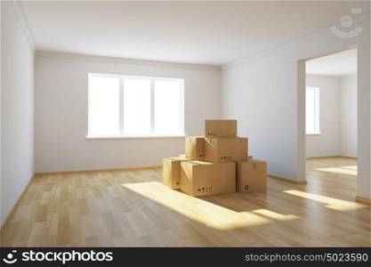 moving boxes at a new home
