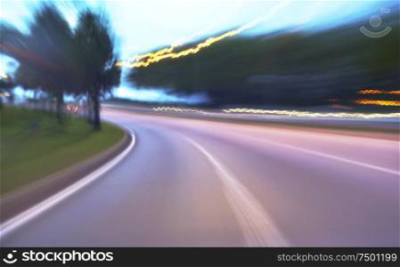 moving forward motion blur background,evening scene