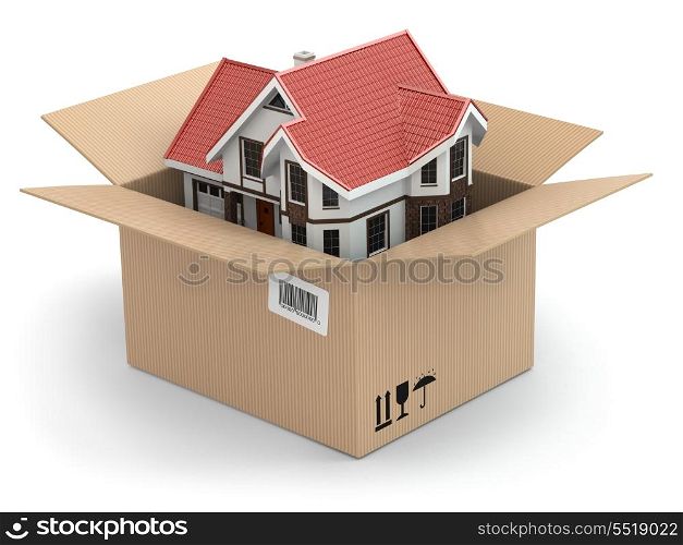 Moving house. Real estate market. Three-dimensional image.