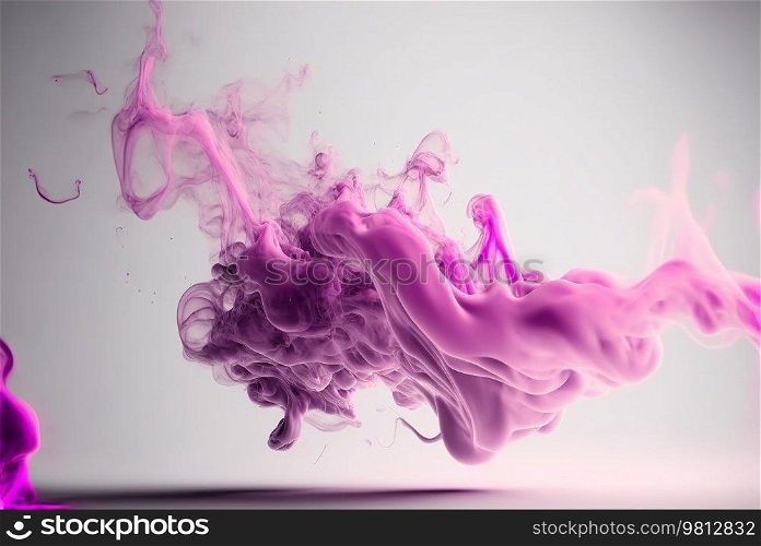 Moving pink flames and smoke on a white background. Illustration Generative AI