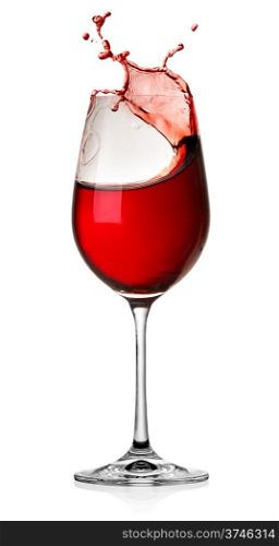 Moving red wine glass over a white background