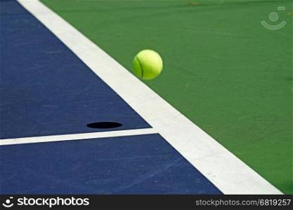 moving tennis ball at the corner of court