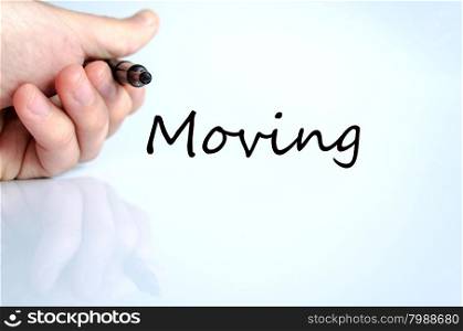 Moving text concept isolated over white background
