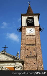 mozzate old abstract in italy the wall and church tower bell sunny day