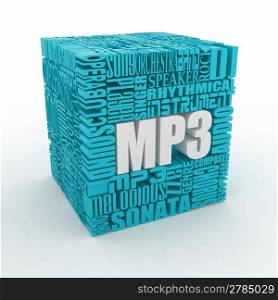 MP3. The concept of the words on white isolated background. 3d