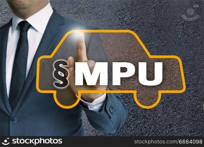 MPU auto touchscreen is operated by businessman concept.. MPU auto touchscreen is operated by businessman concept