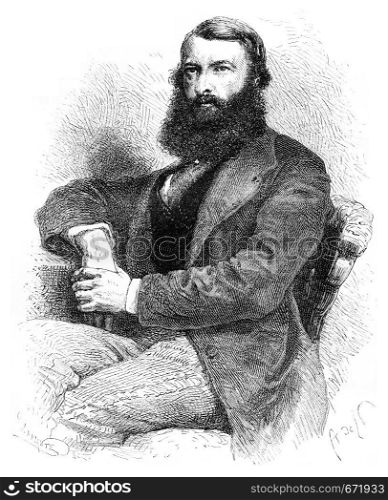 Mr. Samarin, editor of the Moscow Gazette, vintage engraved illustration. Le Tour du Monde, Travel Journal, (1872).