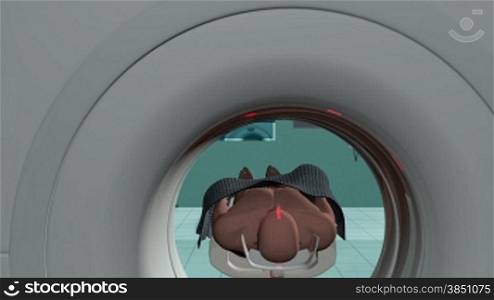 MRI Hospital, Camera Fly from Brain Scan