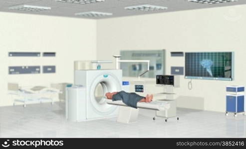 MRI Scan, Hospital Room, Camera panning