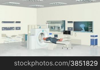 MRI Scan in a Hospital Room, Camera panning, Alpha