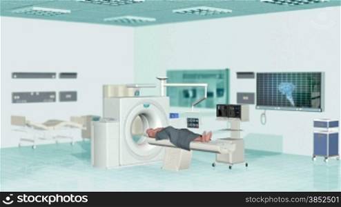 MRI Scan in Hospital Room, Camera panning
