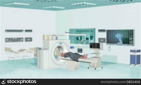 MRI Scan in Hospital Room, Camera panning, Alpha