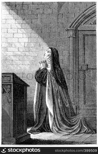 Mrs. Acarie Carmelite nun, vintage engraved illustration.