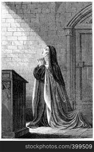 Mrs. Acarie Carmelite nun, vintage engraved illustration.
