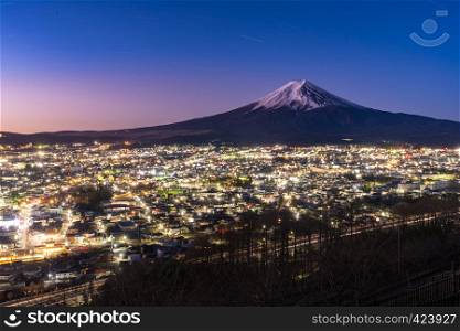 Mt.Fuji and Fujiyoshida town sunrise