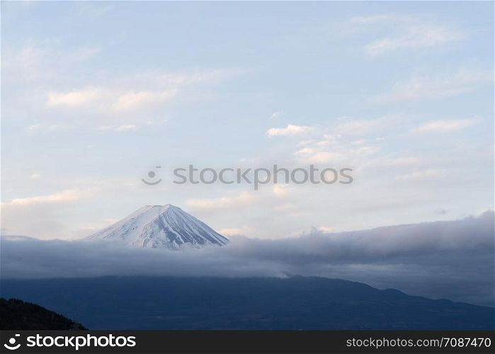 Mt.Fuji beautiful dawn sunrise in Kawaguchiko Fujiyoshida town