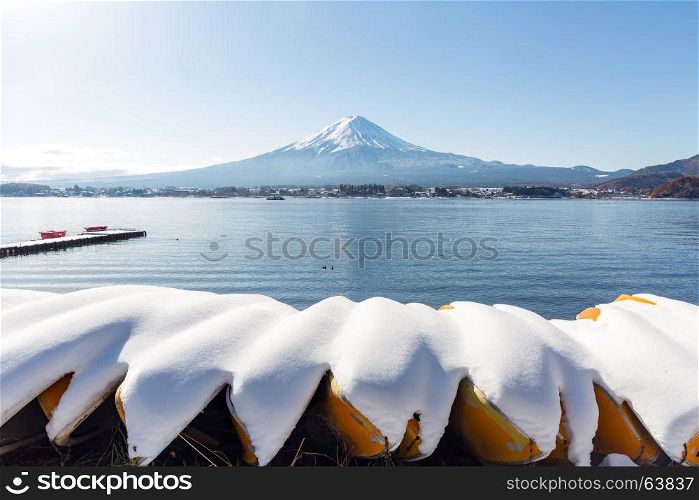 Mt. Fuji mountain with snow ladscape