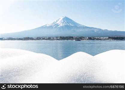 Mt. Fuji mountain with snow ladscape