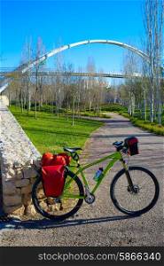 MTB Bicycle touring bike in Valencia Cabecera park bridge gardens