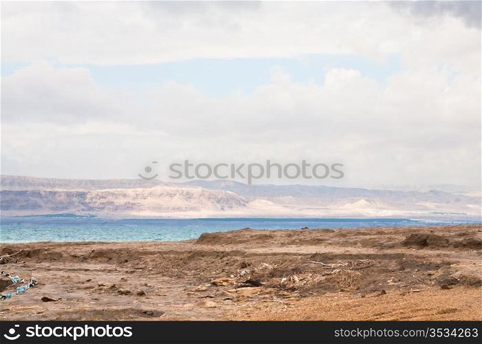 mud beach of Dead sea in Jordan