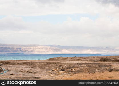 mud beach of Dead sea in Jordan