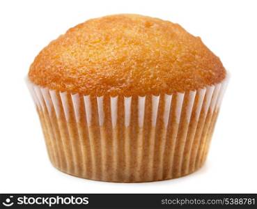 Muffin in a paper muffin cup isolated on white