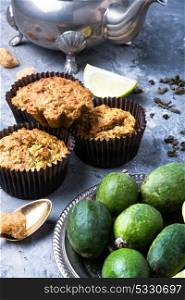 muffin with feijoa. muffins with a taste of ripe feijoa to tea drinking