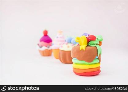 muffins made with colorful clay pink background