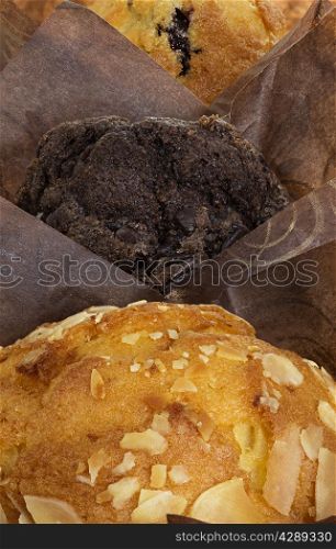 muffins packed in a wrapper in the background