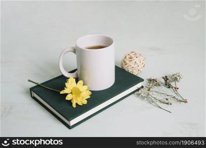 mug flower notebook. High resolution photo. mug flower notebook. High quality photo