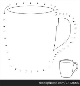 Mug Icon Dot To Dot, Tea, Coffee, Milk Mug Icon Vector Art Illustration