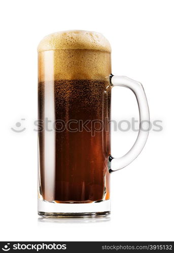Mug of dark beer isolated on white background. Mug of dark beer