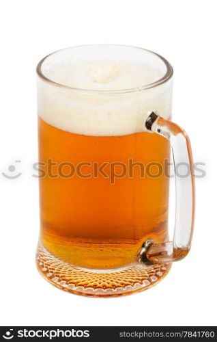mug with a fresh beer on a white background