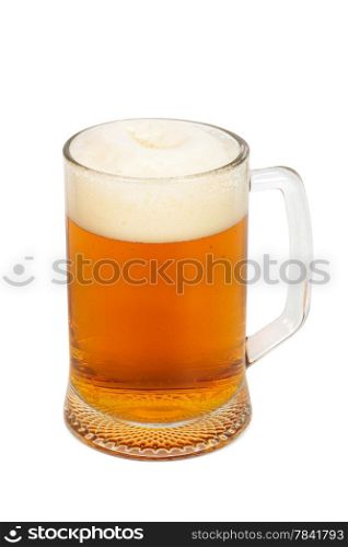 mug with a fresh beer on a white background