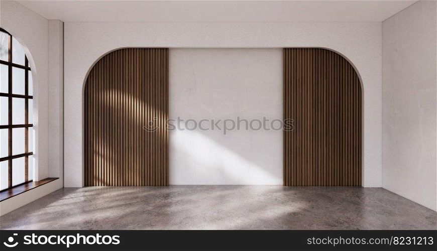 Muji style, Empty wooden room,Cleaning japandi room interior, 3D rendering