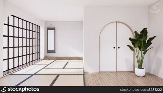 Muji style, Empty wooden room,Cleaning japandi room interior, 3D rendering