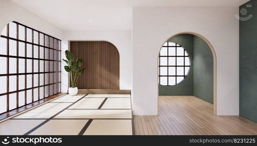 Muji style, Empty wooden room,Cleaning japandi room interior, 3D rendering