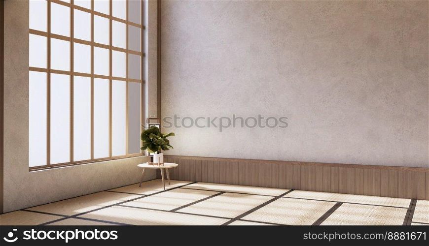 Muji style, Empty wooden room,Cleaning japandi room interior,