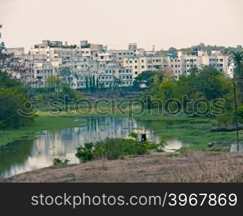 Mula river in city area, Pune, Maharashtra, India